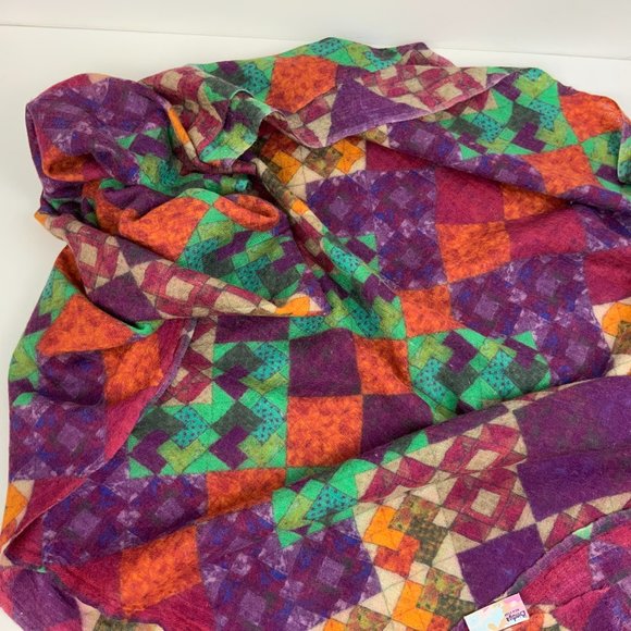 Bindya New York Cashmere Silk Multicolor Geometric Print Scarf Shawl - Picture 14 of 16